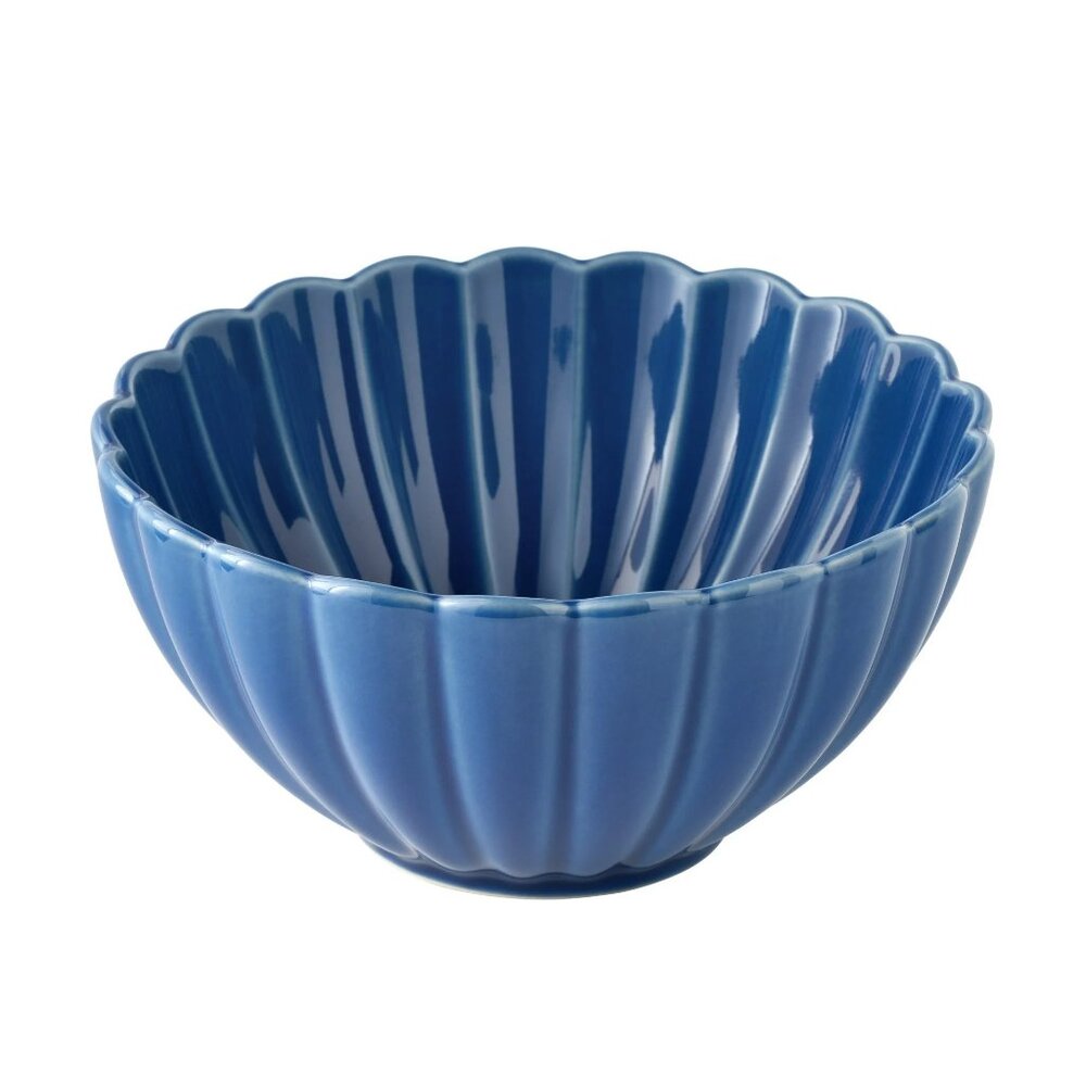 Pioneer Woman Colette Scalloped Cereal Bowl Blue Stoneware New